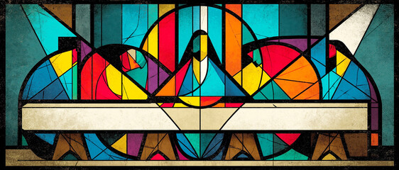 Fototapeta premium Abstract Geometric Last Supper – Generative AI