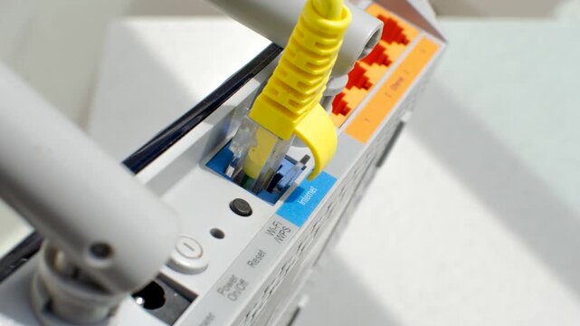 Detail of the rear ports of the advanced Wi-Fi router, showcasing technological innovation for a faster and more stable connection.