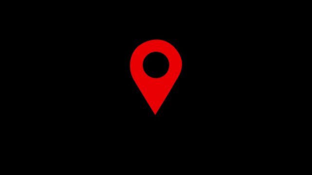 Simple red map location pin icon on black background navigation gps marker pointer position navigation gps marker pointer position