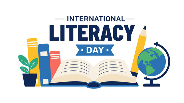 Open Book Symbolizing Literacy Day Celebration Theme.