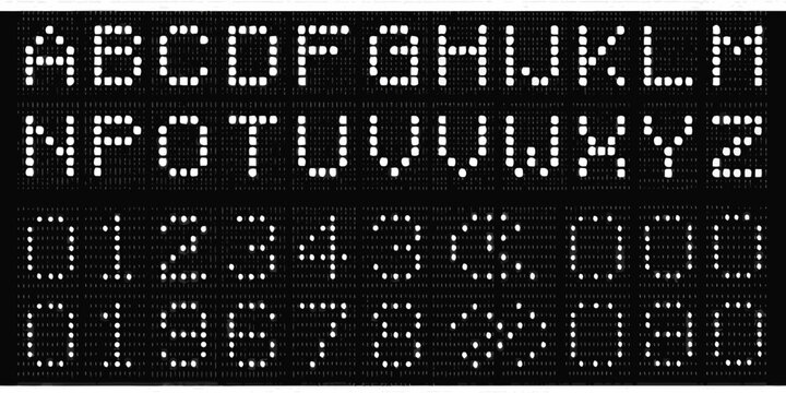 dot matrix font on black background alphabet