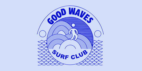 good waves surf club logo retro vector © Kopil