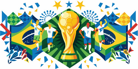 soccer trophy illustration colorful football players sports © Kopil