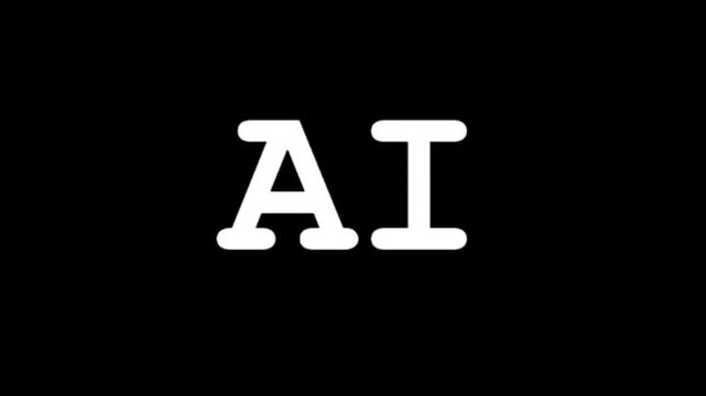 AI Text Glitch Effect Animation on Black Background Cyan Blue Distorted Typography Motion Graphic Artificial Intelligence Technology Title Intro Loop