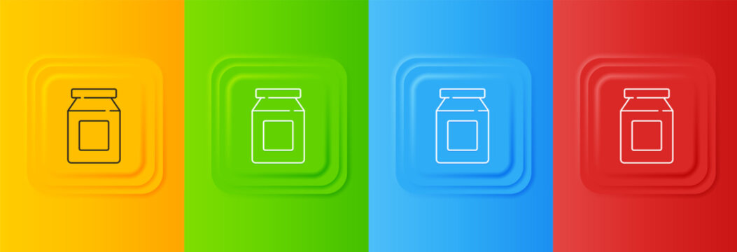 White Online ordering and fast food delivery icon isolated on colorful background. Set icons in square buttons. Vector