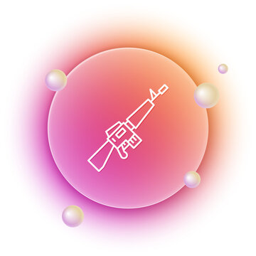White M16A1 rifle icon isolated on white background. US Army M16 rifle. Orange and pink gradient circle background. Vector