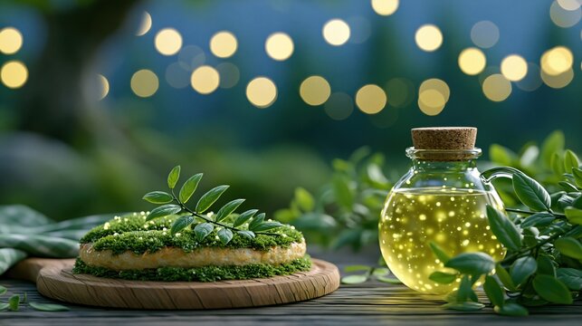 Magical Forest Elixir and Moss Cake with Bokeh Lights