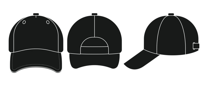 Baseball Cap Icon Set &ndash; Blank Snapback Hat, Headwear Mockup & Fashion Vector Collection