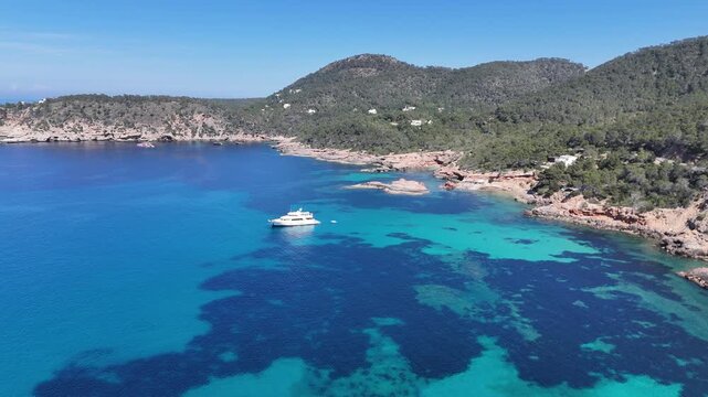 Sailing off the coast of Ibiza, seen by drone