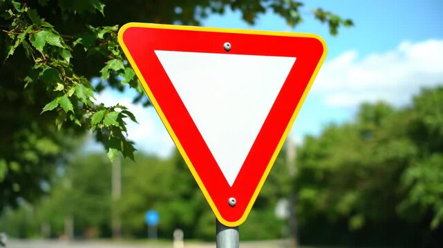 Live photos of traffic signs, close-ups of blank warning triangle signs