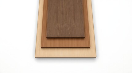 Fototapeta premium Wooden planks of varying shades stacked on top of each other against a white background.