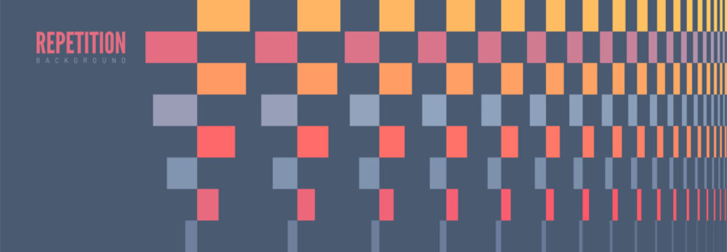 An abstract code matrix structure of large pixel elements. Digital flow. Geometric art. The design conveys a sense of movement. The pattern is enlarged horizontally in perspective. Technological style