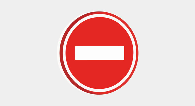 A stark red circular traffic sign with a white horizontal bar signifies prohibition