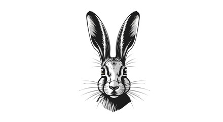 Obraz premium Elegant Hare Portrait Illustration - Majestic Wild Animal Face Close-up