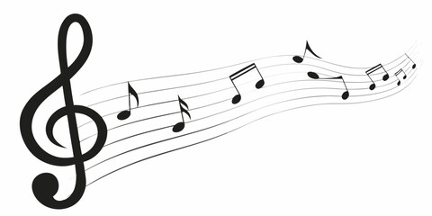 musical staff with notes line art clef © Achinta