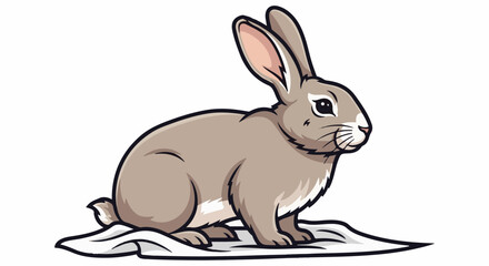 Obraz premium A cartoon illustration of a brown bunny sitting on a white sheet
