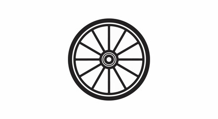 Fototapeta premium Simple black and white illustration of a wagon wheel