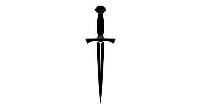 Black silhouette of a medieval dagger with a sharp pointed blade.