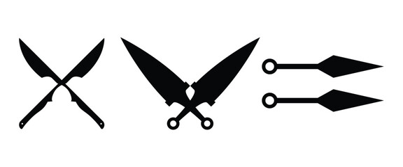 Kunai Knife Icon Set – Ninja Throwing Weapon, Japanese Martial Arts Vector Collection © Firoz Art Studio99