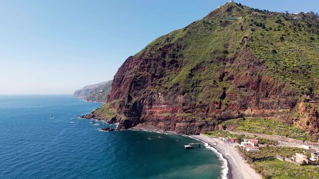 Aerial view of Faj&atilde; dos Padres on the southern coast of Madeira Island, Portugal