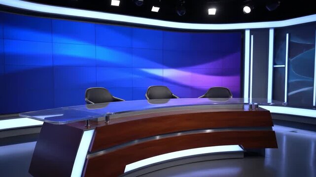 News studio anchor desk scene, news studio virtual background