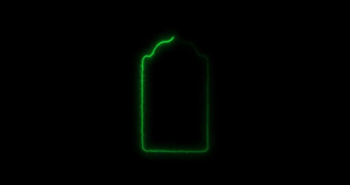 Glowing neon line Set of linear style Islamic windows animation. Collection arabic neon line design black background mosque windows  minimal shape design