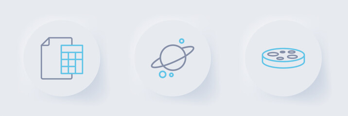Set line Petri dish with bacteria, Planet Saturn and Calculator icon. Vector © Kostiantyn