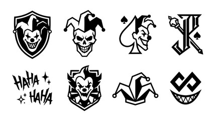 Fototapeta premium Minimal Horror Joker Emblem Vector Set