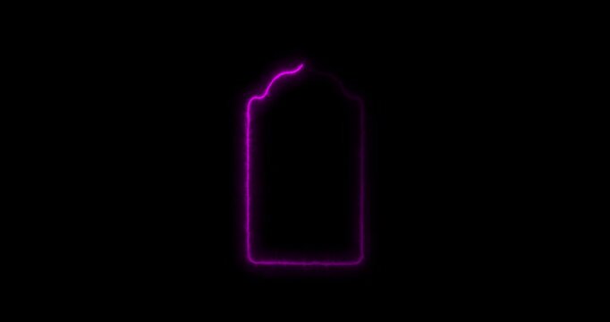 Glowing neon line Set of linear style Islamic windows animation. Collection arabic neon line design black background mosque windows  minimal shape design