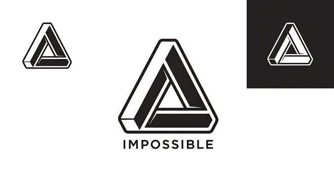 Optical illusion triangle design representing the concept of impossible objects in a geometric art style