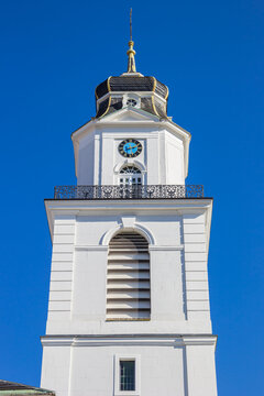 Tower of the historic Friedenskirche church in Saarbrucken