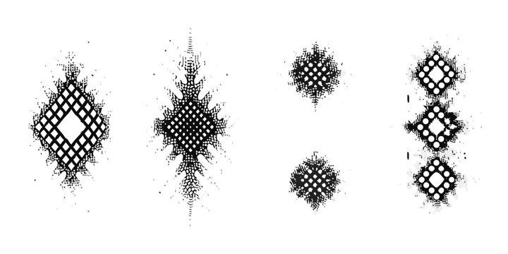 halftone starburst patterns on white background pattern