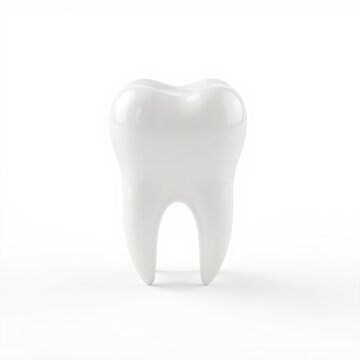Isolated 3d render of a single human molar tooth, pure white, high-detail silhouette on studio background