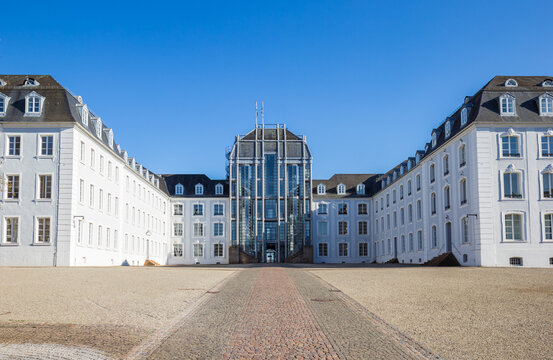 Front view of the historic castle in Saarbrucken, Germany