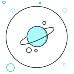 Line Planet Saturn with planetary ring system icon isolated on white background. Colorful outline concept. Vector © Kostiantyn