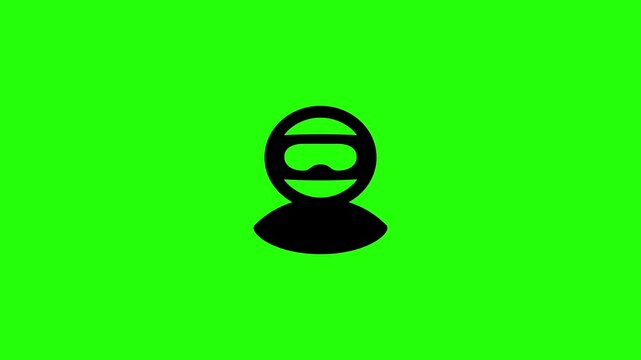 Professional 4K horizontal footage featuring an anonymous user profile avatar wearing a protective hygienic medical face mask bouncing. Perfect popup asset displaying public safety healthcare topics.