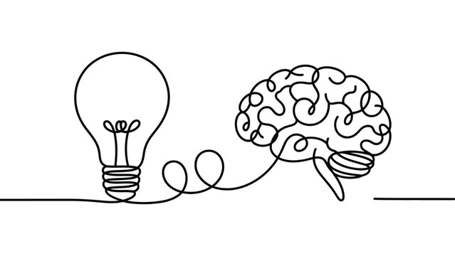  creative intelligence concept with human brain connected to light bulb illustration representing innovation knowledge learning problem solving and analytical thinking