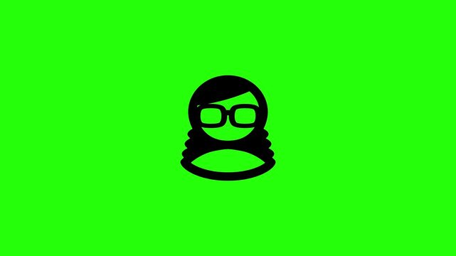 Clean 4K horizontal video showing a smart female educator specialist avatar wearing modern eyeglasses bouncing fluidly. High quality popup graphic for online student learning profile videos.