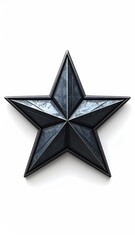 Obraz premium Metallic five-pointed star with textured surface, casting shadow