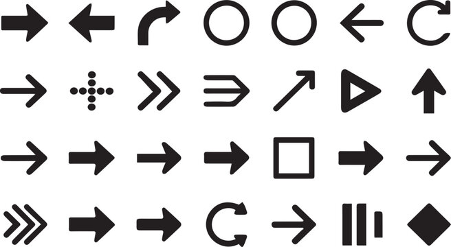 Modern Arrow Icons Set &ndash; Directional Navigation Vector Collection