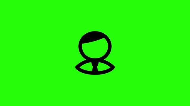 High quality 4K horizontal motion graphic of a classic male user profile avatar with clean combed hair bouncing on screen. Dynamic popup asset representing default subscriber identity in landscape.