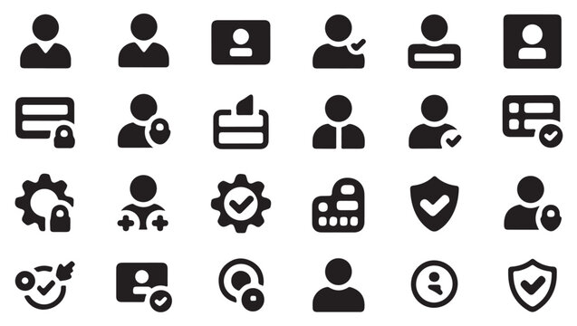 Account verification and digital identity security icons for website user interface design.