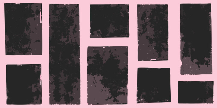 black grunge distressed rectangular textures pattern vector