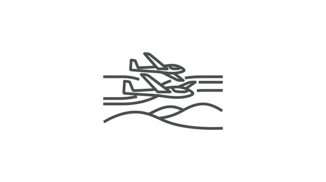 Multiple glider planes soaring over rolling mountain hills.