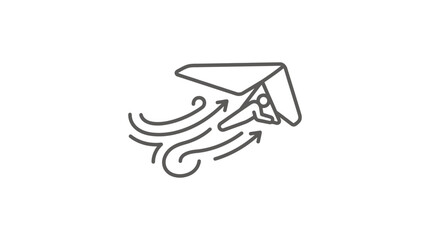 Simple hang glider with wind currents line icon. © Fajar