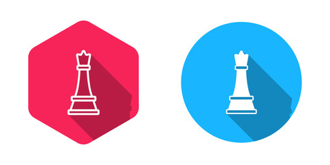 Filled and outline Chess icon isolated with long shadow background. Business strategy. Game, management, finance. Vector © Iryna