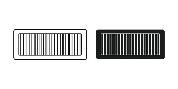 Air vent outline and filled icon on white background for ventilation systems and HVAC design concepts