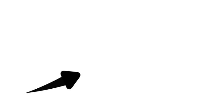Minimalist Animated Black and White Business Growth Arrow Icon Moving Upward for Financial Success, Financial Progress, Market Infographics, Corporate Achievement, and Economic Development Concepts