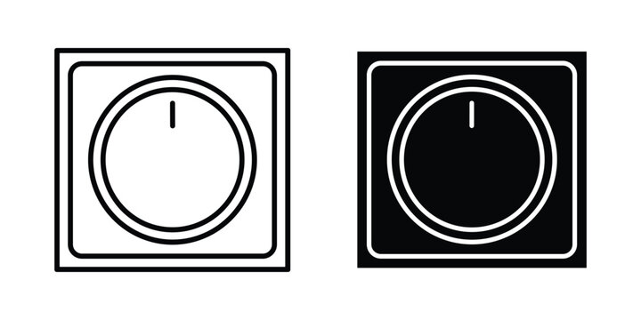 Simple dial control knob icon in outline and solid fill on white background for design