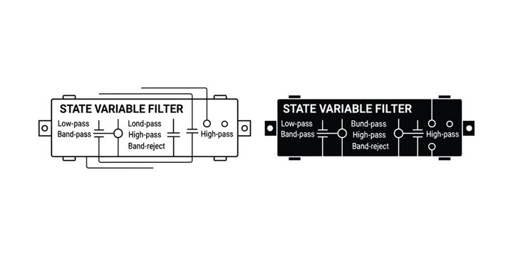 Electronic State Variable Filter Circuit Diagram and Silhouette for Audio Engineering